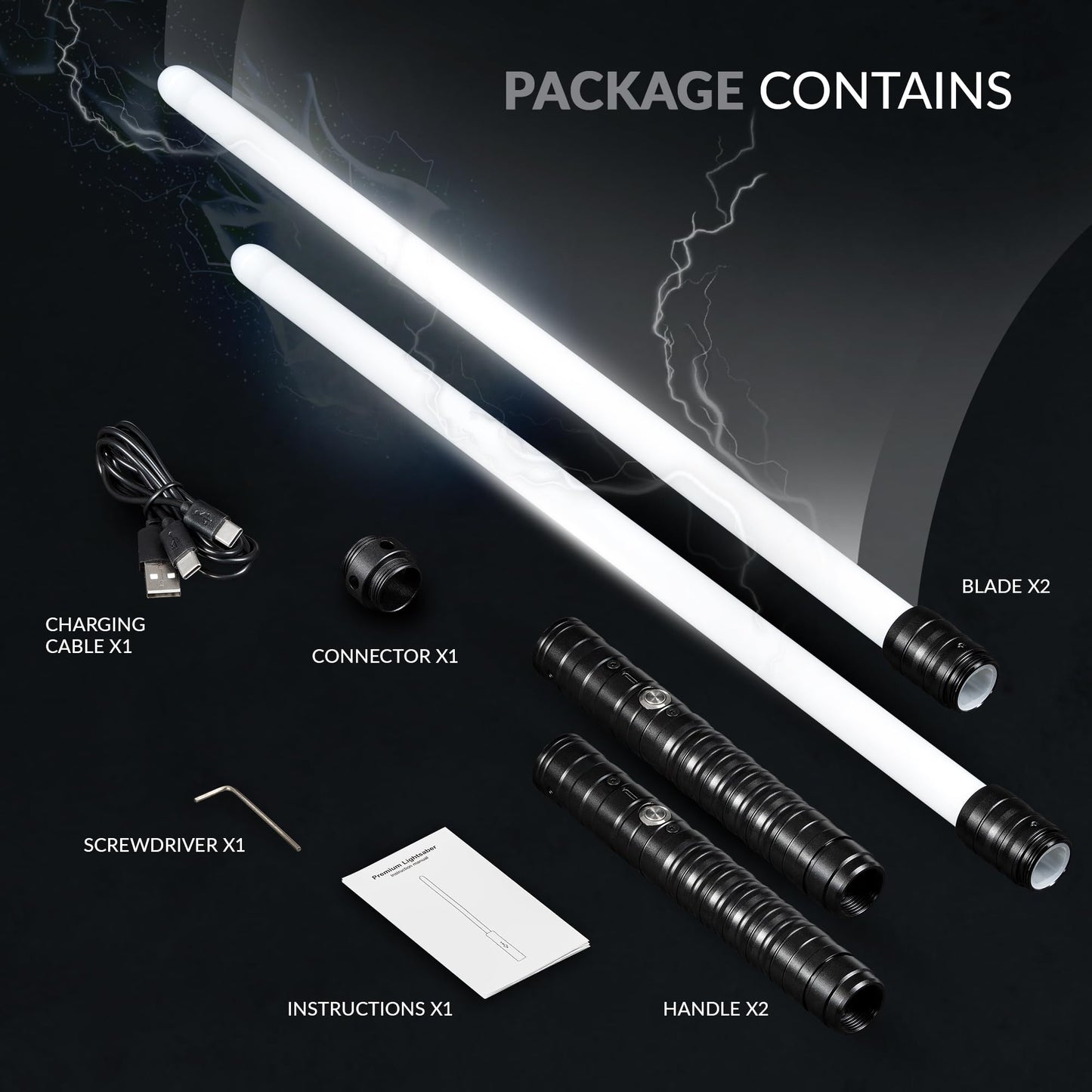 Set of 2 Lightsabers - with 15 Colors and Sound Effects