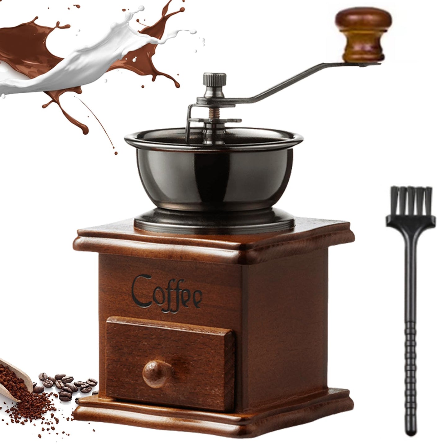 Retro Hand Coffee Grinder with Wooden Drawer