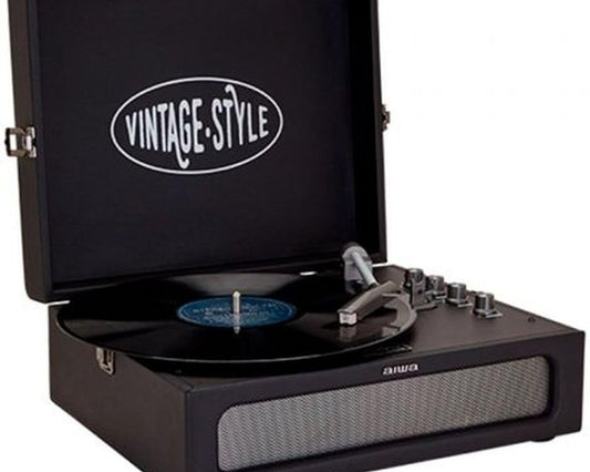 Vintage gramophone in a leatherette case
