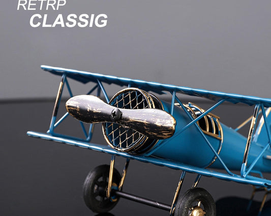 Vintage Biplane Metal Decor – Aviation Enthusiast Gift